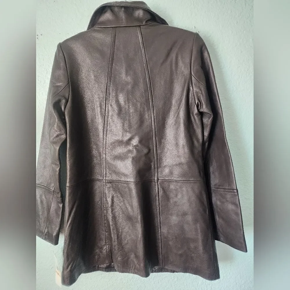 Jones New York Chocolate Leather Jacket New With Tags